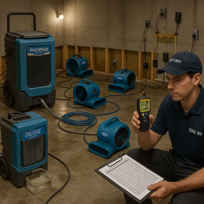 Structural Drying and Dehumidification process in Eastover, NC